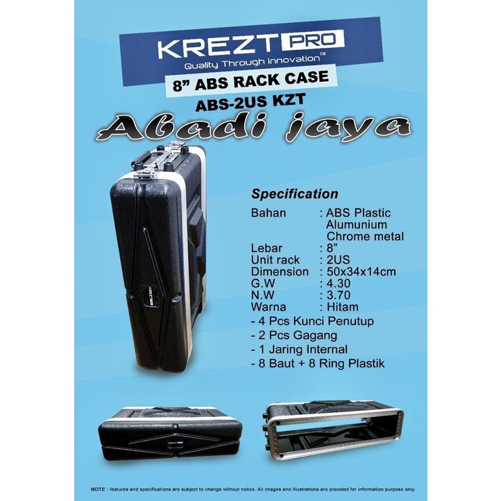 Hardcase sound system 2u 8" abs krezt abs 2us rak case bahan tebal