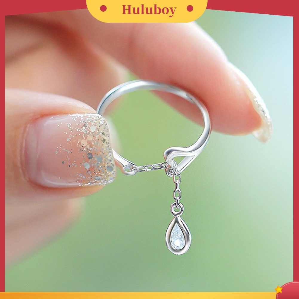 Hu Hu Hu Hu Hu Alat Bantu Pasang Kacamata♡ Cincin Model Terbuka Desain Hati Hollow Hias Cubic Zirconia Adjustable Untuk Wanita