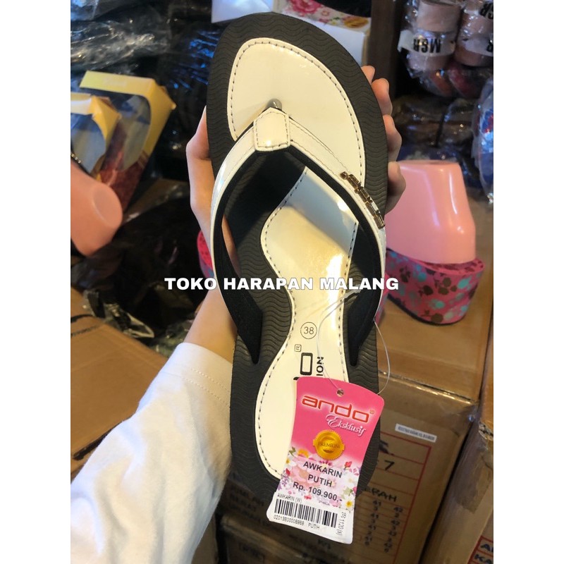 ando awkarin sandal jepit wedges wanita perempuan dewasa [TOKO HARAPAN MALANG]