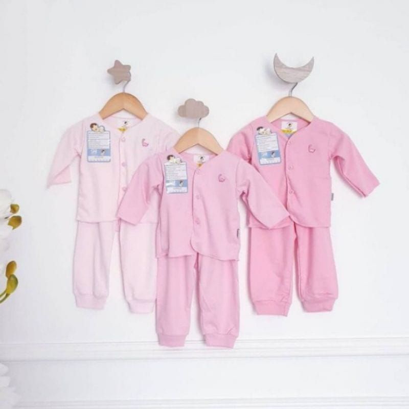 3stel_baby hai setelan panjang bayi polos boy &amp; girl 0-6 bulan/ setelan panjang baby hai polos new born