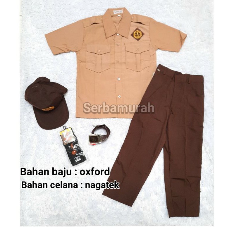 Setelan seragam pramuka SD laki baju pendek celana panjang set lengkap