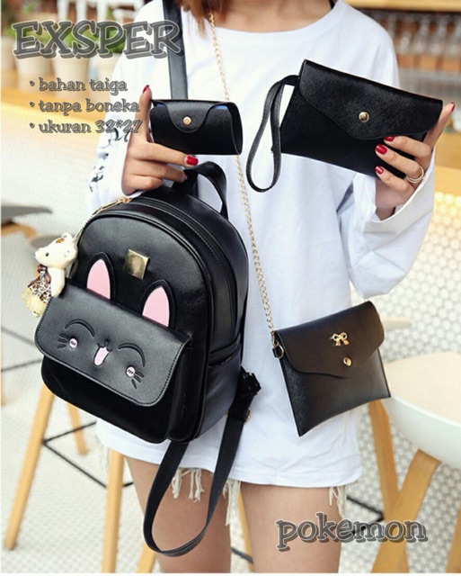 Bacpack pokemon / backpack 4in1 / backpack anak / backpack murah / ransel murah / ransel wanita