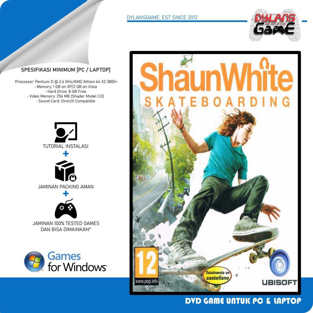 SHAUN WHITE SKATEBOARDING KASET GAME PC DVD GAME PC / LAPTOP