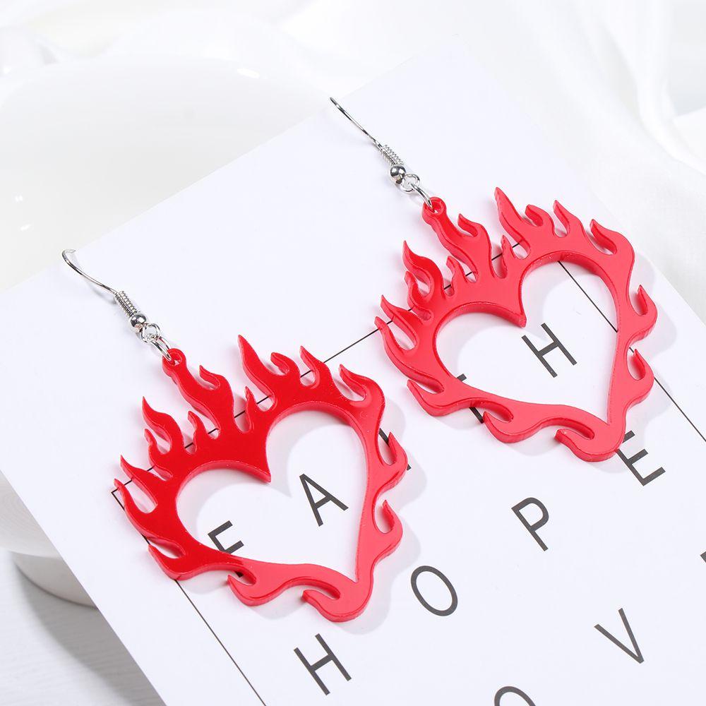 Preva Flame Earring Berlebihan Akrilik Fashion Kreatif