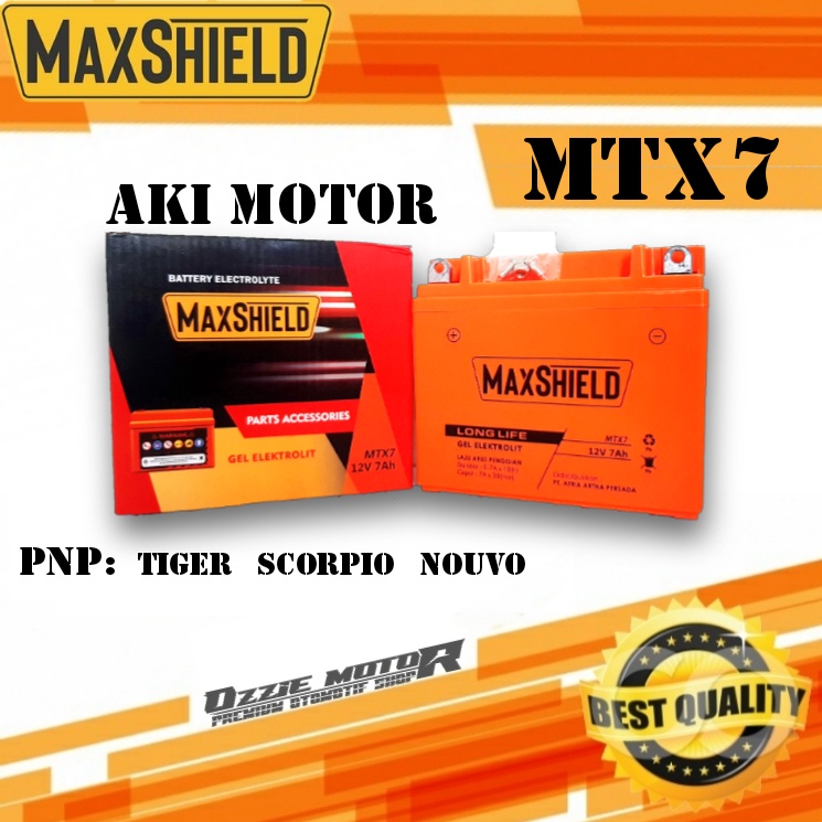 ACCU AKI BATTERY KERING MAXSHIELD MOTOR MTX7 TIGER SCORPIO NOUVO