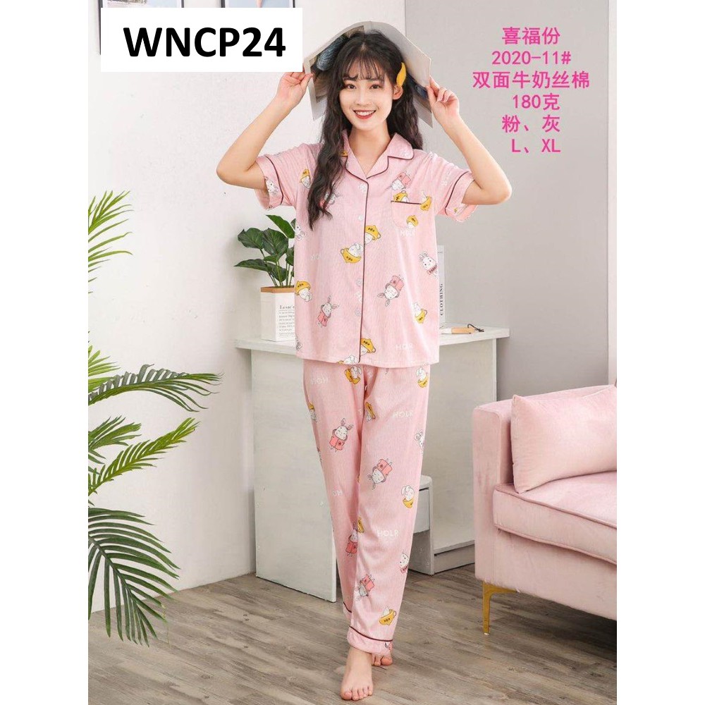 Baju Tidur Wanita Lengan Pendek Celana Panjang Love