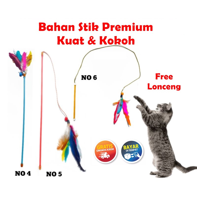 Mainan Kucing Tongkat Bulu Angsa Stick Kucing Cat Toy Teaser bahan kuat