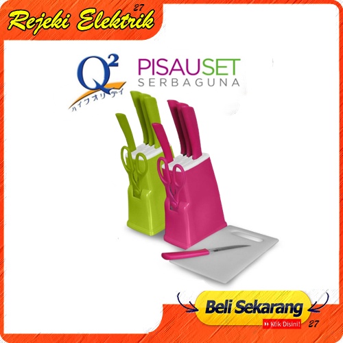 Pisau Set Q2-011P / Knife + Telenan + Gunting - Pisau Set Serbaguna