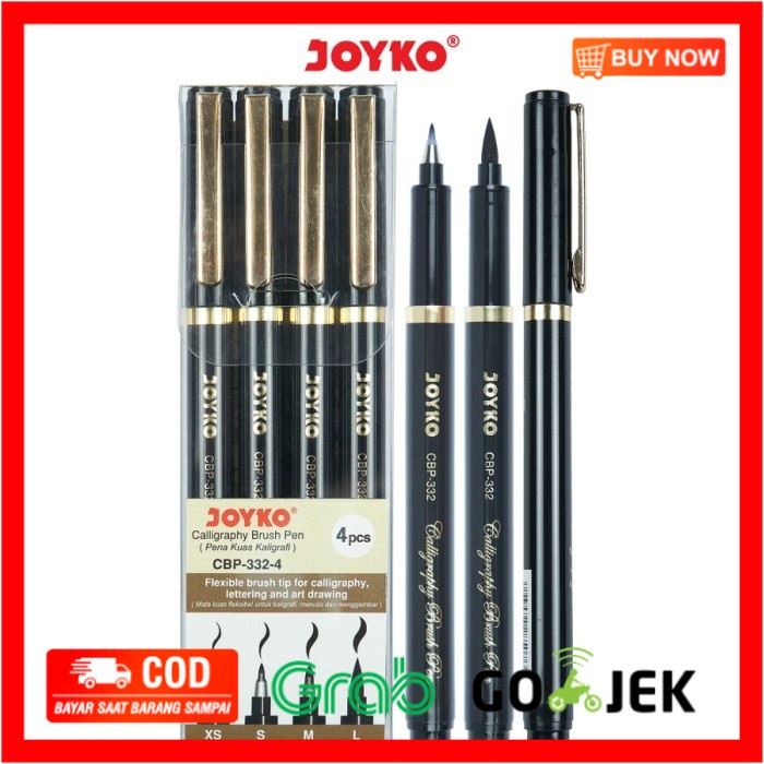 

(BISA COD) Calligraphy Brush Pen Pena Kuas Kaligrafi Joyko CBP-332-4 1 Set 4 Pcs