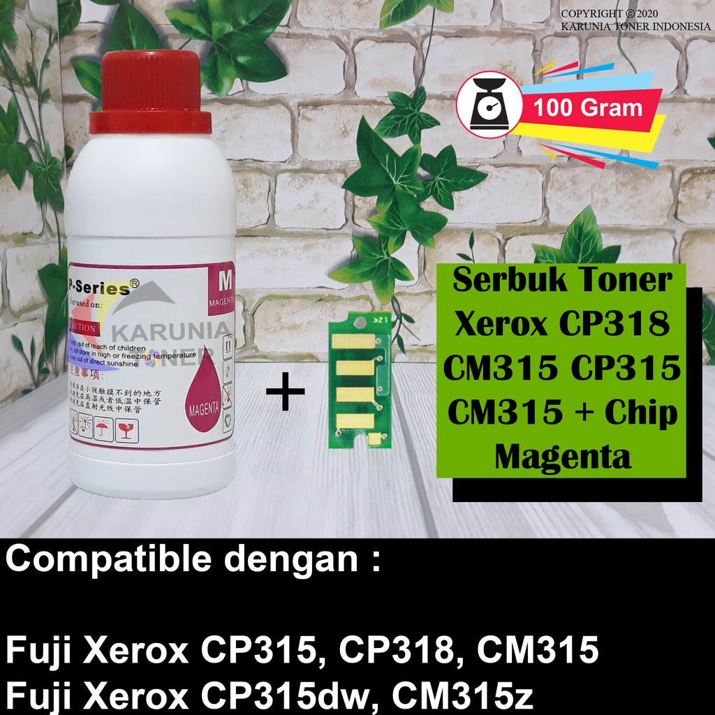 TONER + CHIP PRINTER LASER FUJI XEROX CP315 / Cp 315 MAGENTA BERKUALITAS