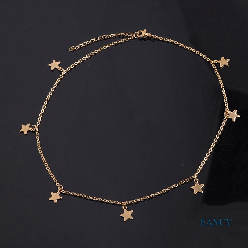 Kalung Choker Rantai Liontin Bintang Lima Sudut Gaya Korea Untuk Wanita