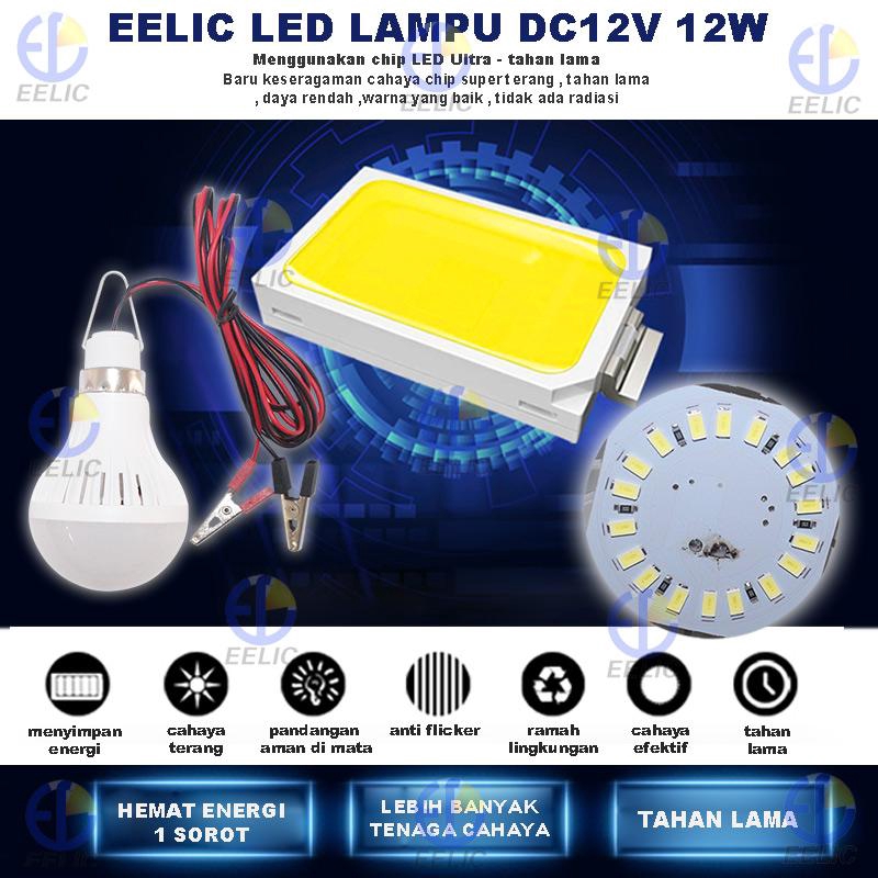 EELIC DC 12V 12W Lampu Bohlam LED Jepit Baterai Kabel 130cm LAU-DC12W