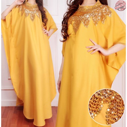 Kaftan Wanita Kombinasi Manik Matahari / Kaftan Payet / Baju Muslim Wanita