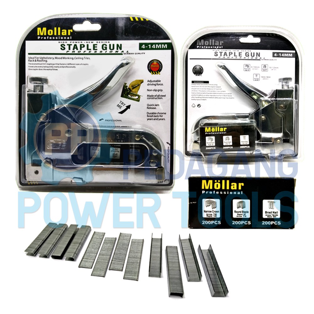 PAKET MOLLAR 3 WAY STAPLE GUN &amp; MLR REFILL ISI STAPLES TEMBAK 3 IN 1