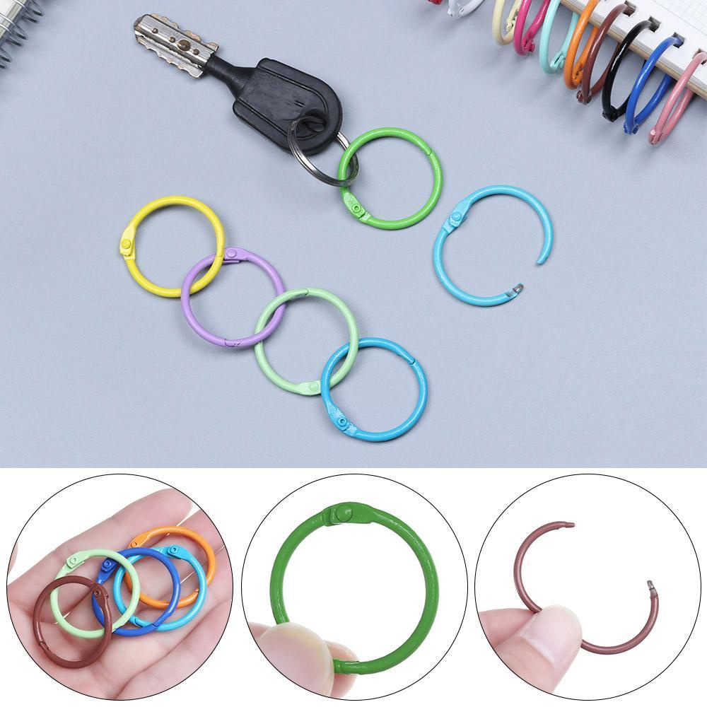 Suyo 10PCS Gantungan Kunci Logam Perlengkapan Kantor Sekolah Kerajinan DIY Metal Binding Book Hoops