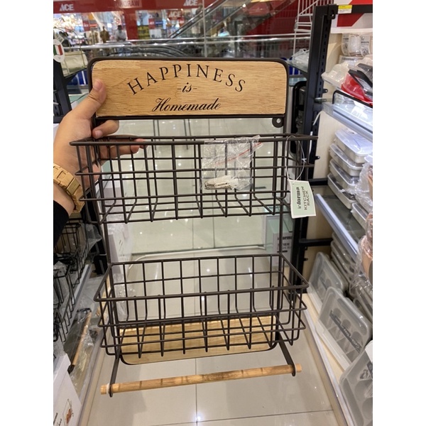 INFORMA ROWEN TIER HANGING KITCHEN RACK BROWN (RAK GANTUNG DAPUR MINIMALIS)