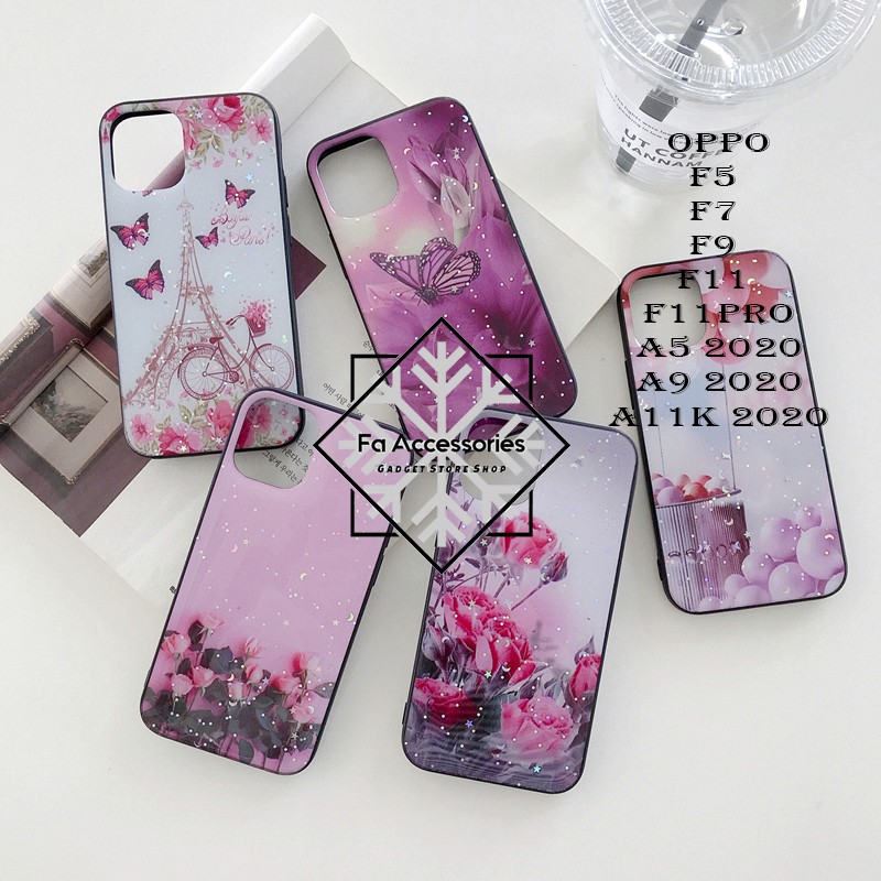 FA Soft case tpu bling case OPPO A5 A9 2020 A11K F5 F7 F9 F9PRO F11 F11PRO PRO k motif flower