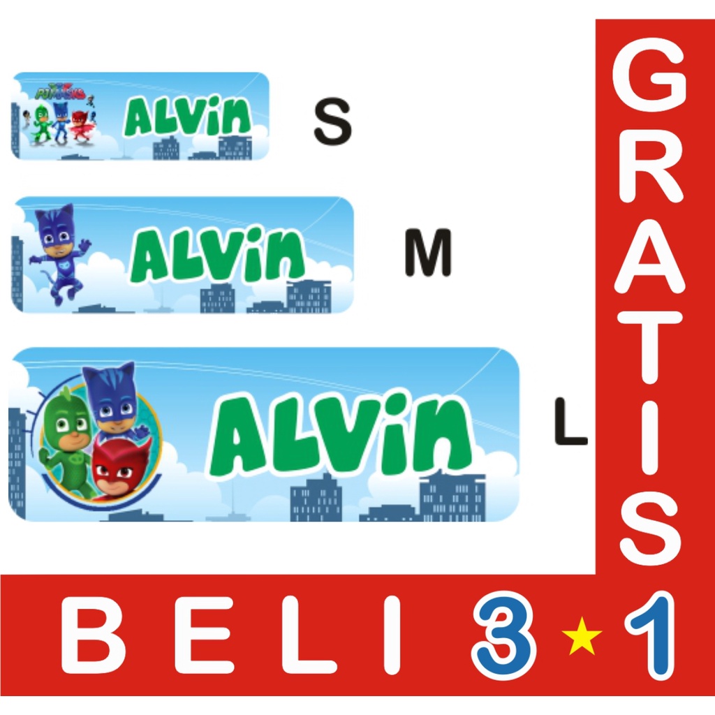 

STIKER LABEL NAMA WATERPROOF BASIC PJ MASKS