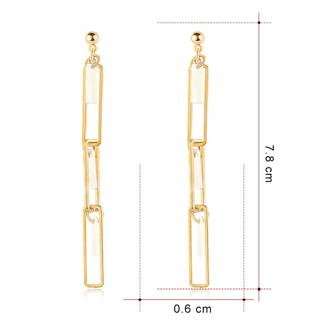 LRC Anting Tusuk Fashion Real Gold Alloy Shell Geometric Earrings F79758