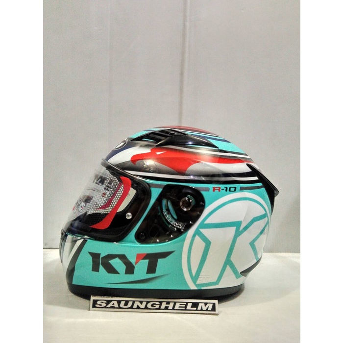 HELM KYT R10 RACE AQUA BLUE VISOR FLAT