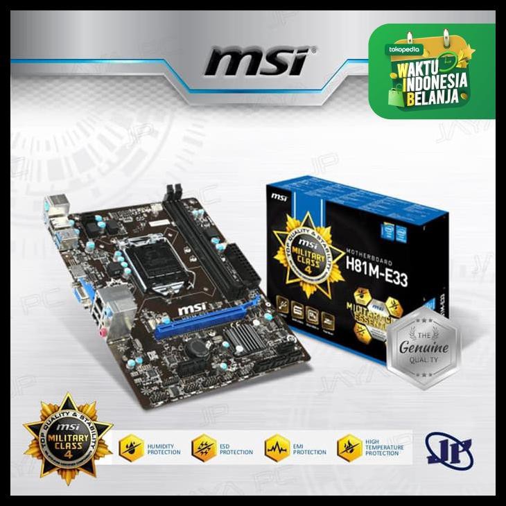 Motherboard Msi H81M-E33 (Lga1150, H81M, Ddr3, Usb3.0, Sata3)