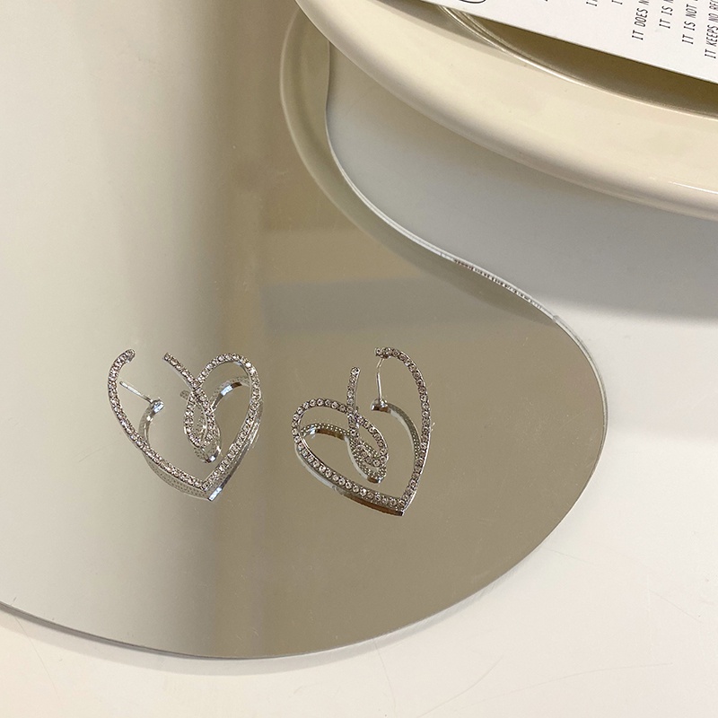 Anting Tusuk Silver S925 Desain Hati Hias Berlian Imitasi Warna Permen Untuk Wanita