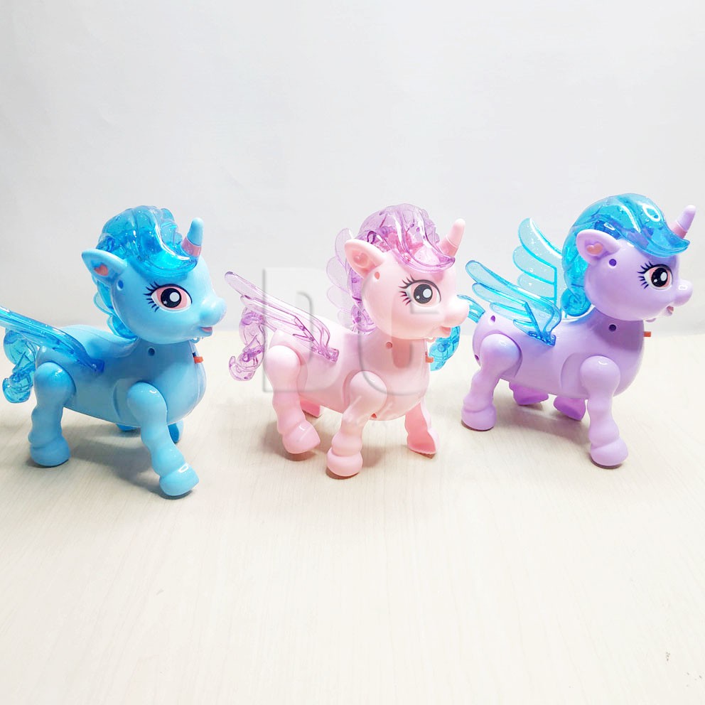 Robot Pony Horse Mainan Boneka Unicorn Baterai Bisa Jalan Lampu Musik