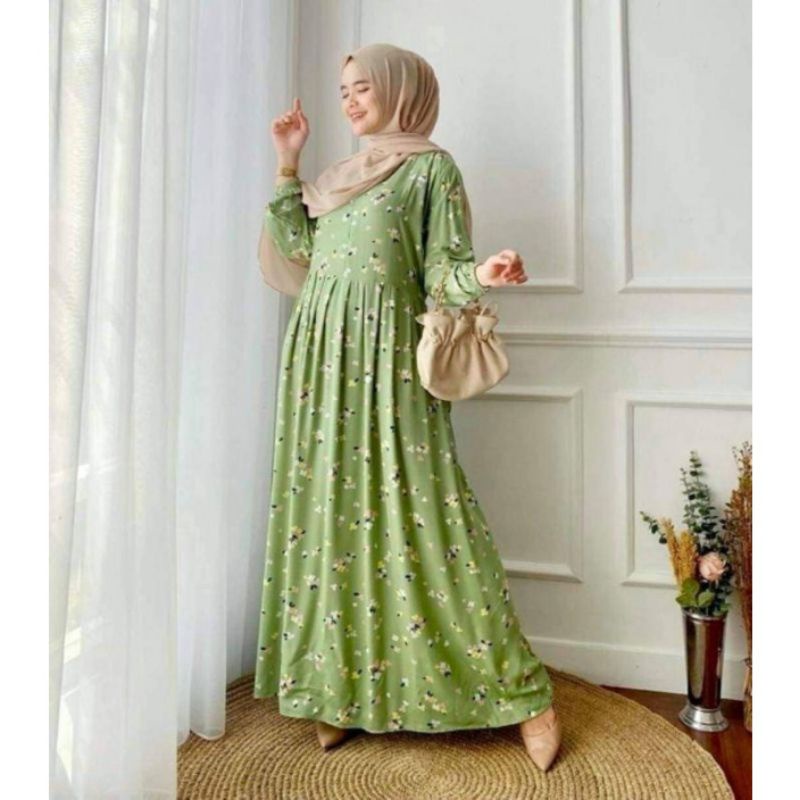 Gamis Milea / Dress Syari/ LD 120 cm / PB 130 cm / Gamis Rayon Premium / Dress Gamis Rayon Premium / Gamis Jumbo / Daster Gamis-MILEA(IJO AIREN)