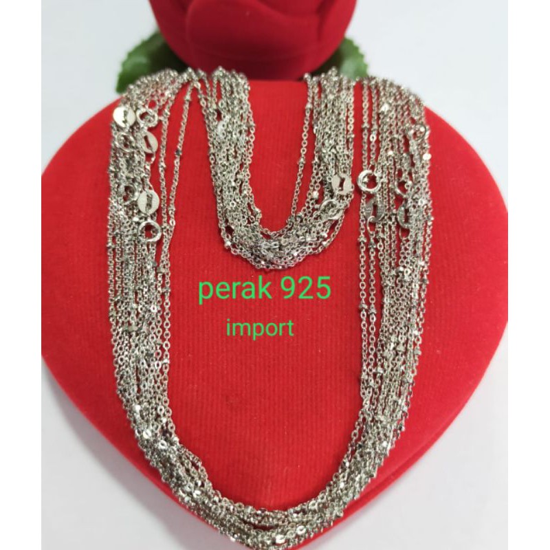 kalung Jedar  perak, 925 sepuh emas putih