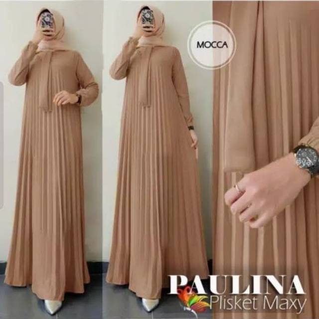 DOLPHIN Gamis Maxy Paulina MA / Long Maxy Plisket / Long Dress wanita / Fashion Muslim Wanita