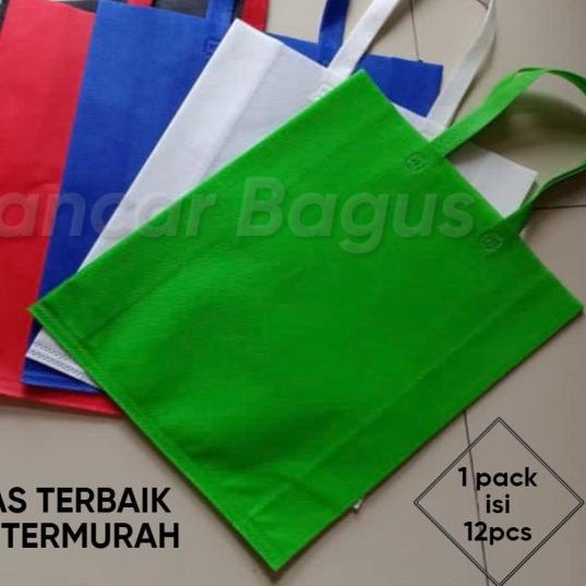 

❂ Tas Spunbond Goodie Bag Non Woven 38x45x12cm - Putih ☏