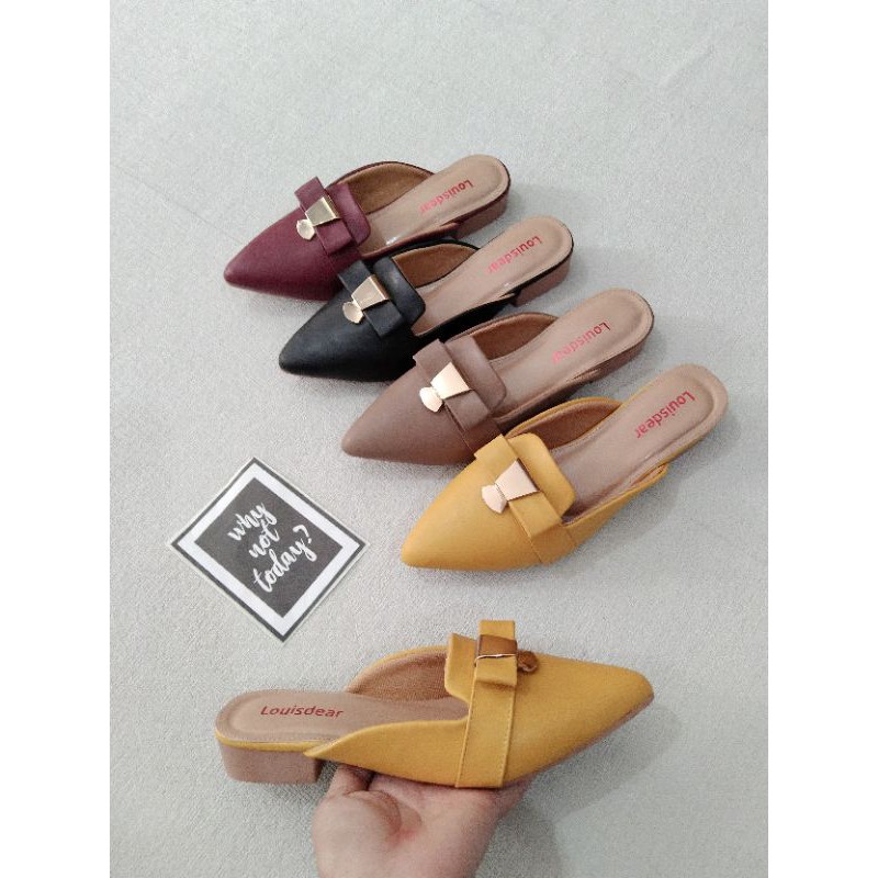 SALE... SALE... SALE... LOUISDEAR sendal flat heel 2 cm bahan dove B64