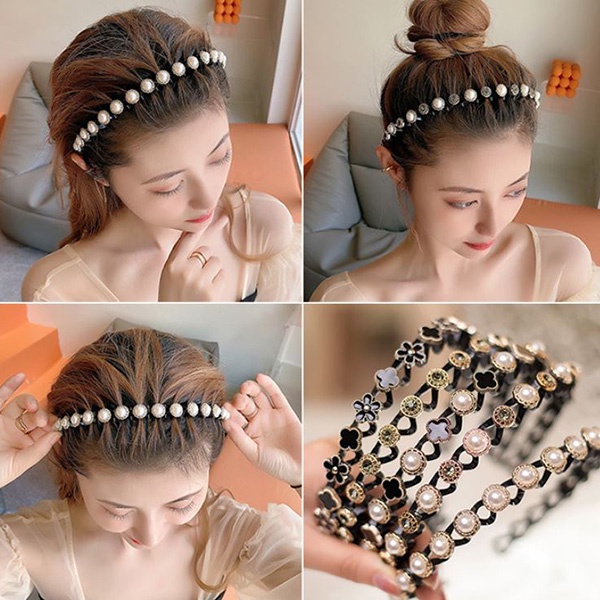 bando mutiara clover pearl hair band jba067(1e4)