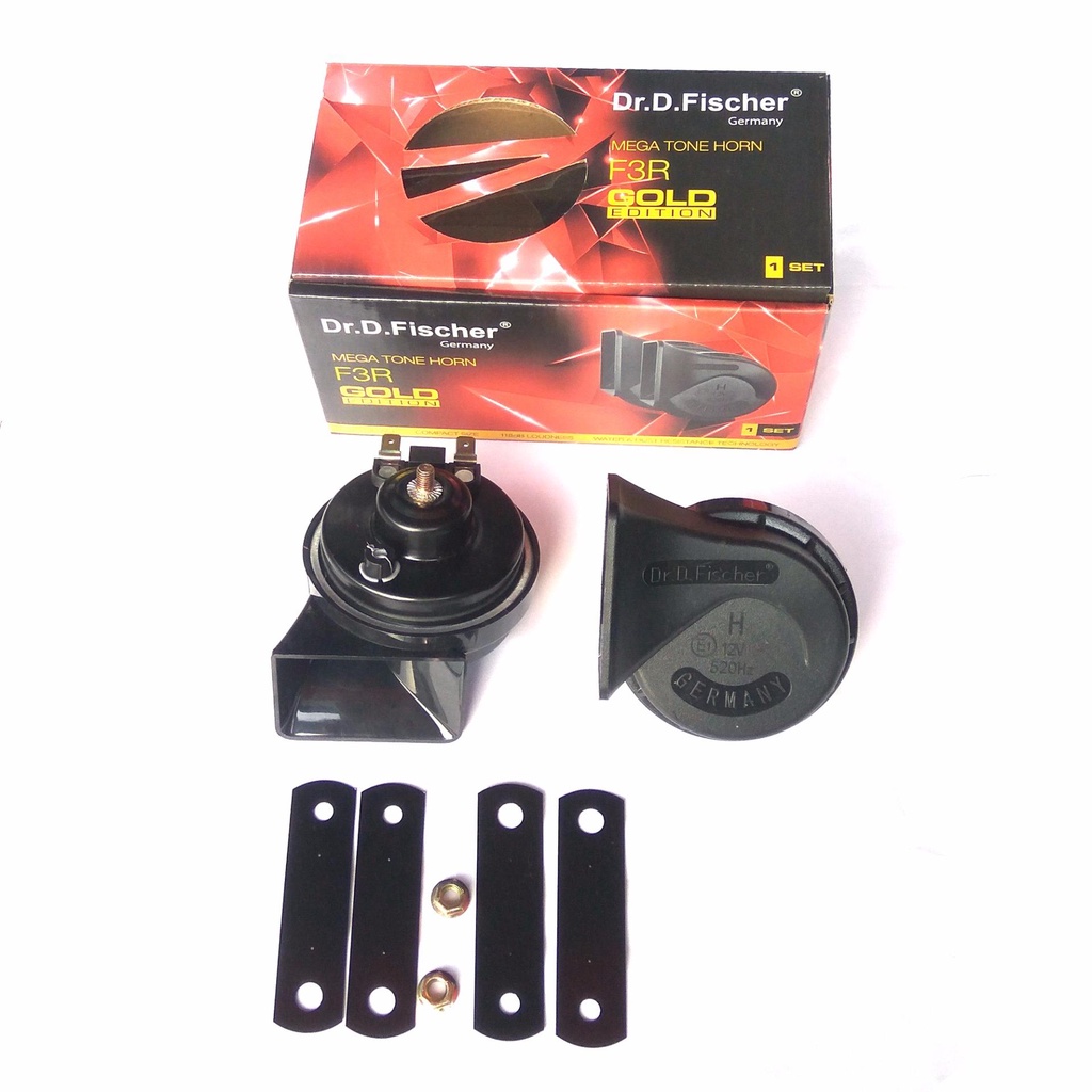 Klakson Keong 12 Volt Dr. D fischer 12V water Resistant F3R Gold edition. MOBIL MOTOR HITAM original