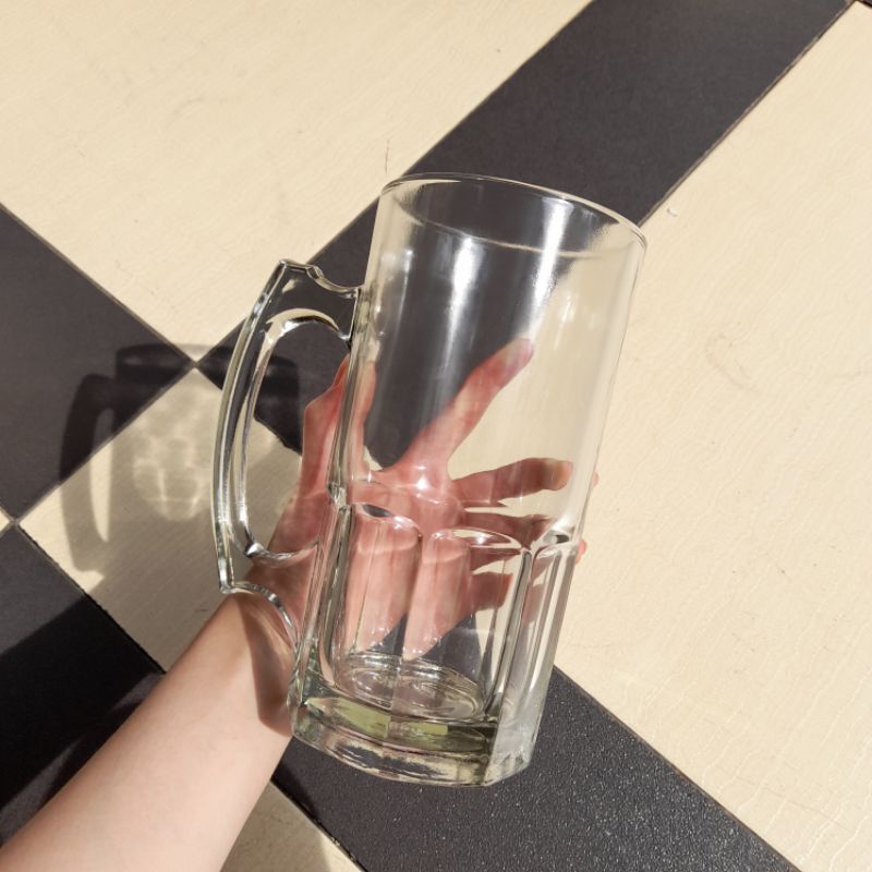 GELAS BIR 1 LITER / 800 ML gelas beer gelas 1 liter gelas jumbo gelas besar gelas bir kaca gelas gagang jumbo gelas lucu hadiah unik gelas cantik gelas restauran gelas hotel gelas minum gelas warung gelas soda gelas murah-1