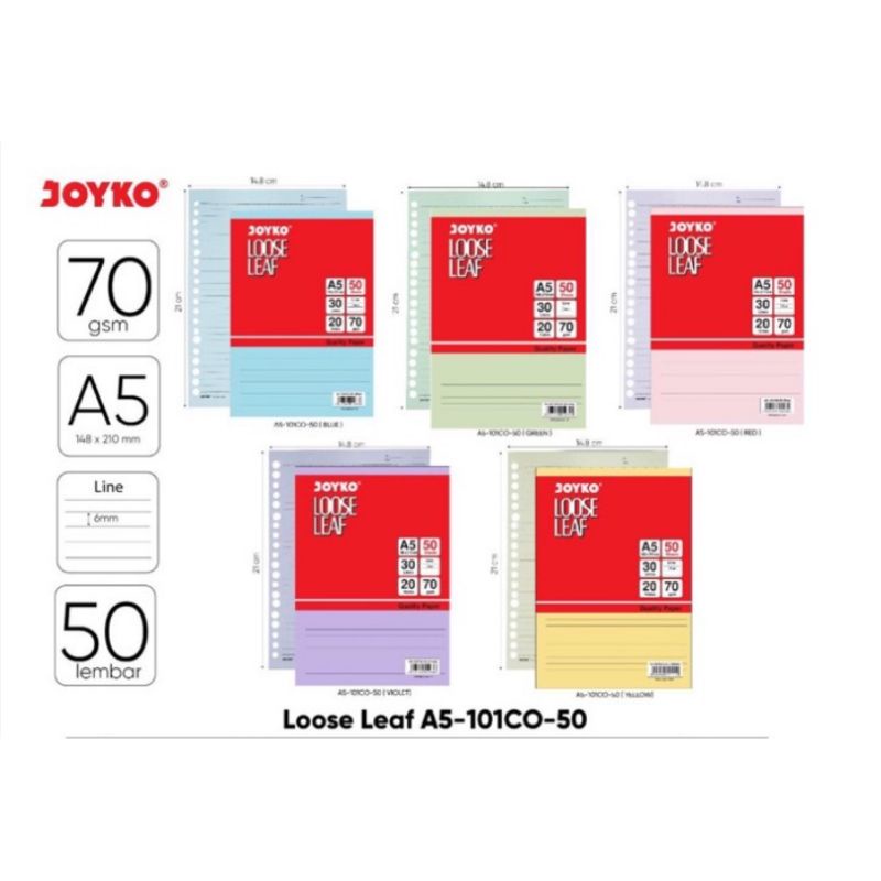 

Loose Leaf/Binder Joyko A5 Warna 50 lembar