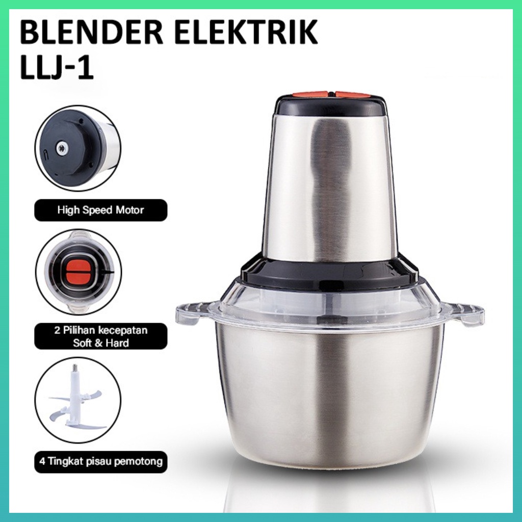 Blender Chopper Blender Penggiling Daging Chopper Hand Blender Press 2L Baja Tahan Karat Serbaguna Multifungsi