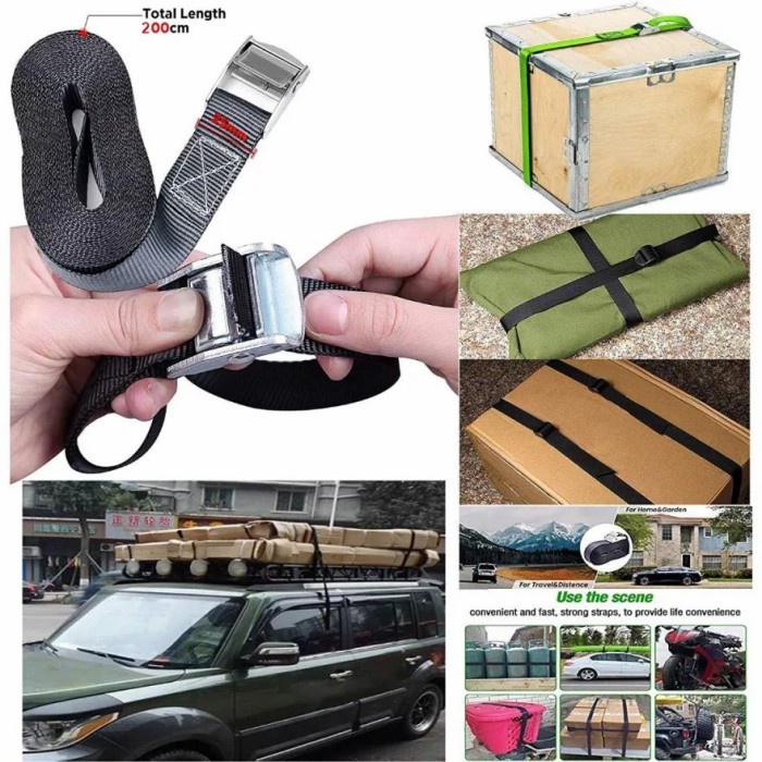 2 METER CAR Gesper Strap Nylon Tali Kargo Pengikat Barang Paket Motor