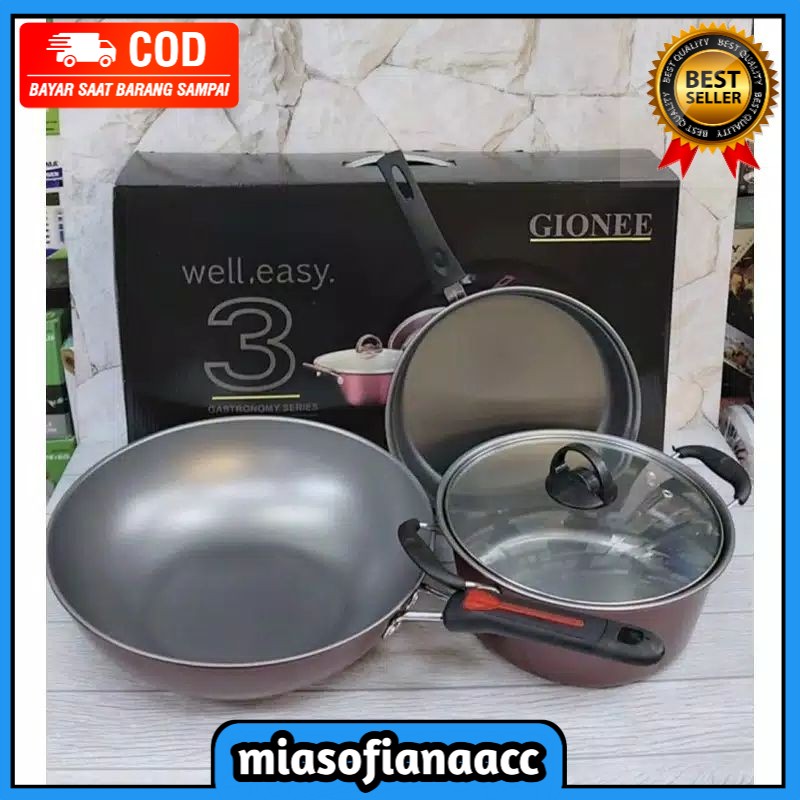 (COD) GIONEE Panci SET 3 IN 1 WELL EASY PANCI SERBA GUNA ANTI LENGKET