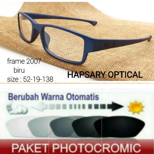 Paket Hemat : Frame Kacamata Pria Sporty Free Lensa Minus Photocromic Plus Anti Radiasi dan Anti UV