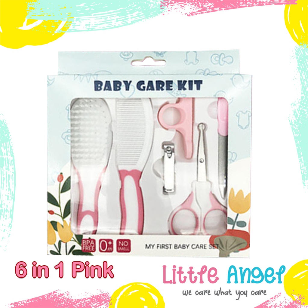 BABY CARE NAIL KIT SET Alat Perawatan Bayi 10in1 Sisir Gunting Bayi Hadiah Lahiran Newborn Gift COD-6 in 1 Pink