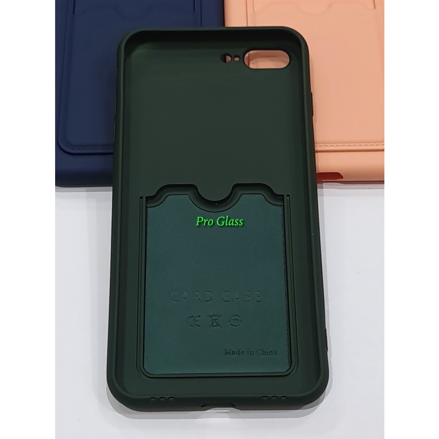 C128 Iphone 7 / 7 Plus / 8 / 8 Plus Silicone Card Holder Case + Lens Cover