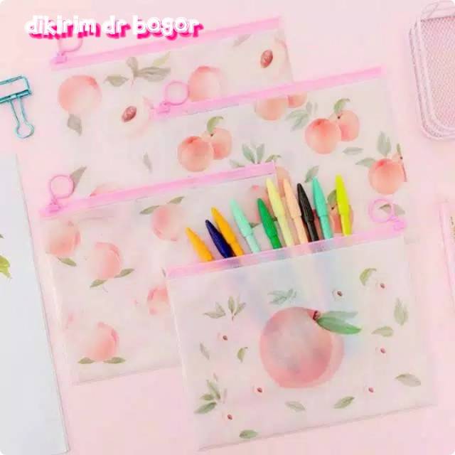 

Tempat Pensil Transparan Zipper Peach ~♥~
