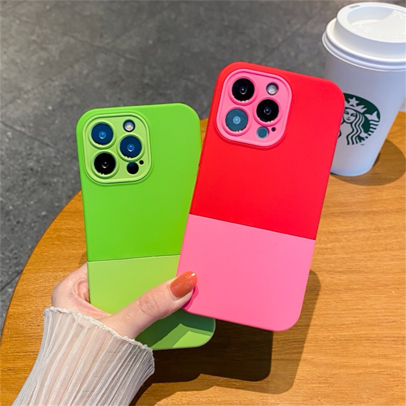 Soft Case Silikon Warna Kontras Untuk iPhone 13 12 11 Pro X XS MAX XR