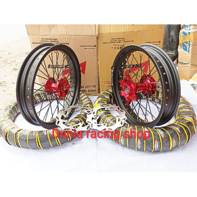 Paketan Pelek Velg Sumo Supermoto CRF 150 17 Paket Ban Tubles tromol CRF + piringan pemasangan pnp