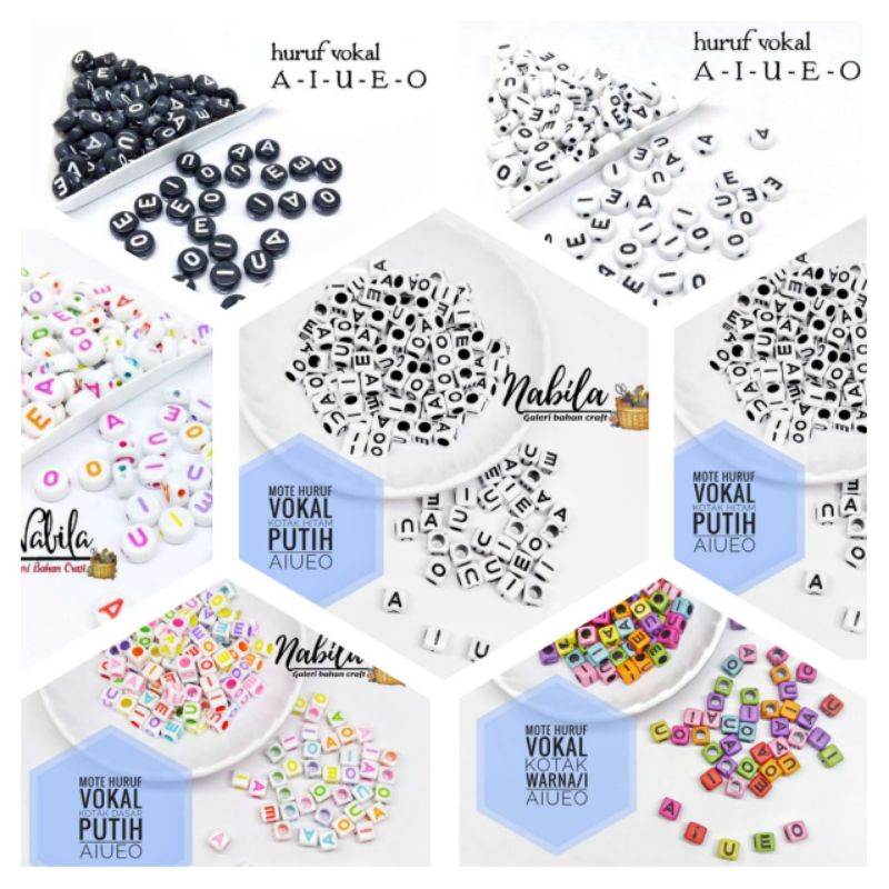 Mote huruf | huruf vokal bahan craft kerajinan tangan