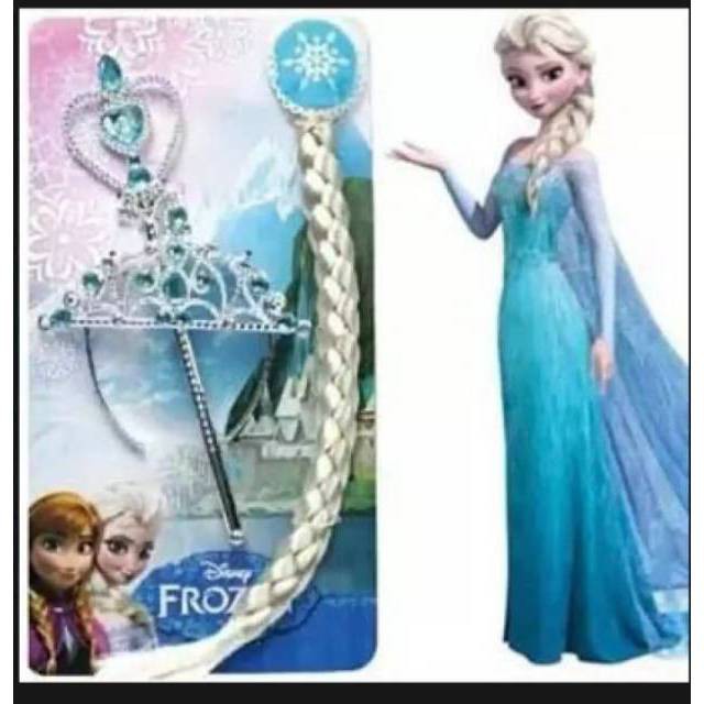 Aksesoris Frozen Elsa Anna  (bando mahkota +rambut+tongkat)grosir