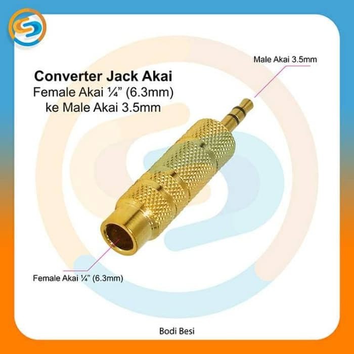 CONVERTER Adaptor JACK AKAI FEMALE 6.35mm TO AKAI MALE 3.5mm