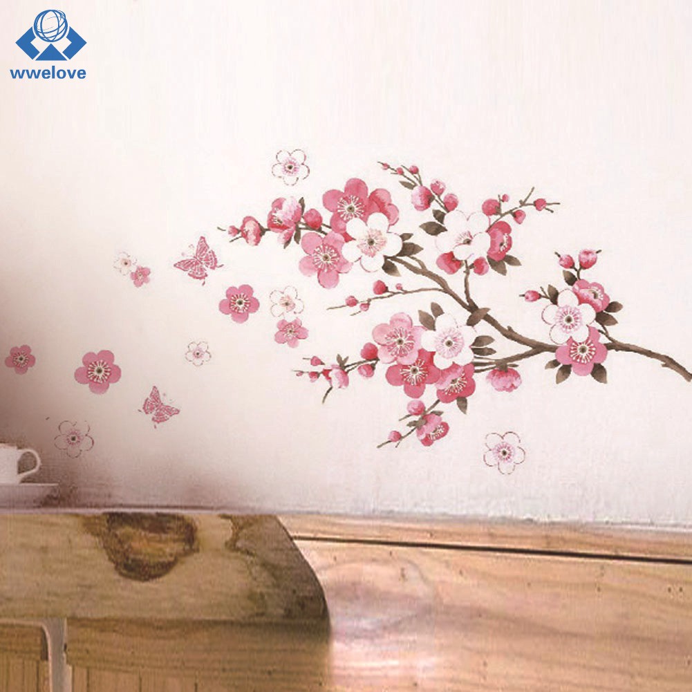 Stiker Dinding Dengan Bahan Mudah Dilepas Gambar Bunga Sakura Dan