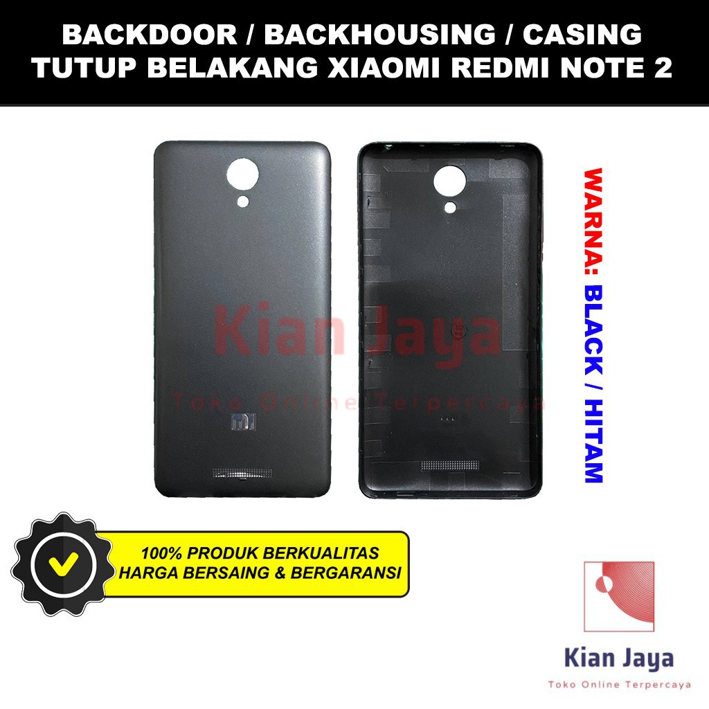 Backdoor Xiaomi Redmi Note 2 Back Cover Tutup Belakang Baterai Cassing Casing Backcase Original